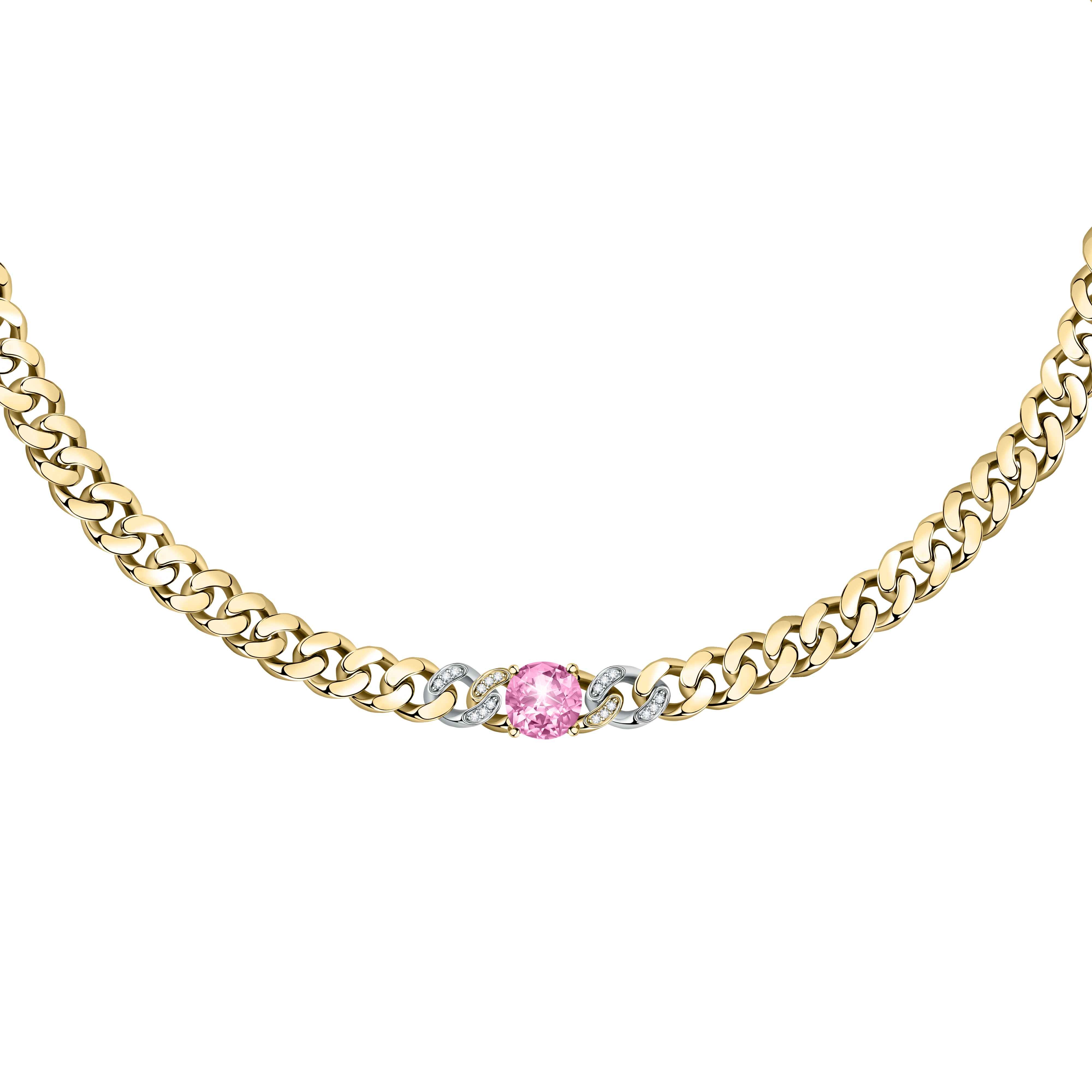 Collana Donna Chiara Ferragni Catena Groumette Dorata Zircone Rosa