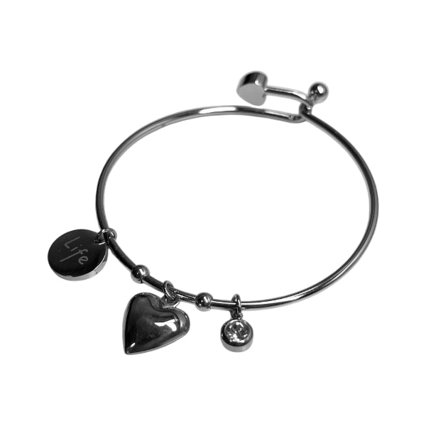 Bracciale Donna Re Mida Acciaio Rigido Cuore Personalizzabile BR-C-3
