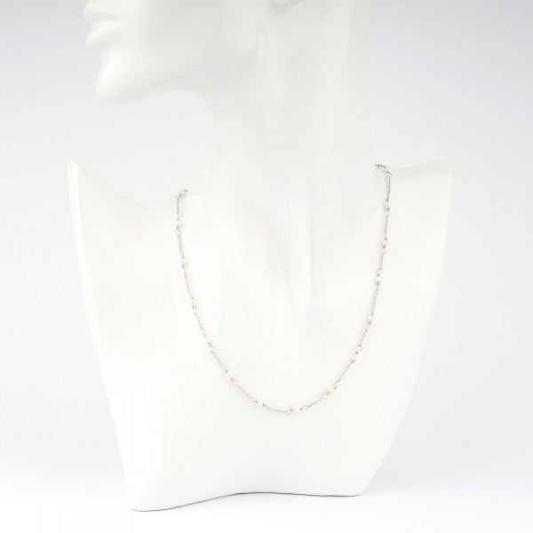 Collana Donna Cameo Italiano Argento Bianco 925 Perline CCP45-B