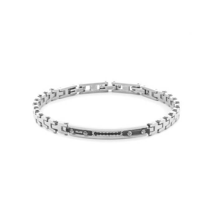 Bracciale Uomo 4US Cesare Paciotti Acciaio Targhetta Zirconi 4UBR8463