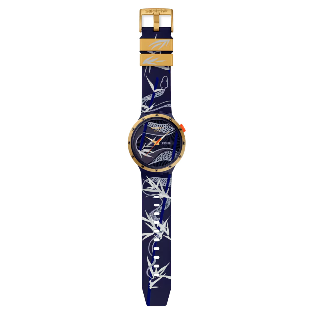 Orologio Unisex Swatch Blue And Golden Lithe Dancer Capodanno Cinese SB05Z700