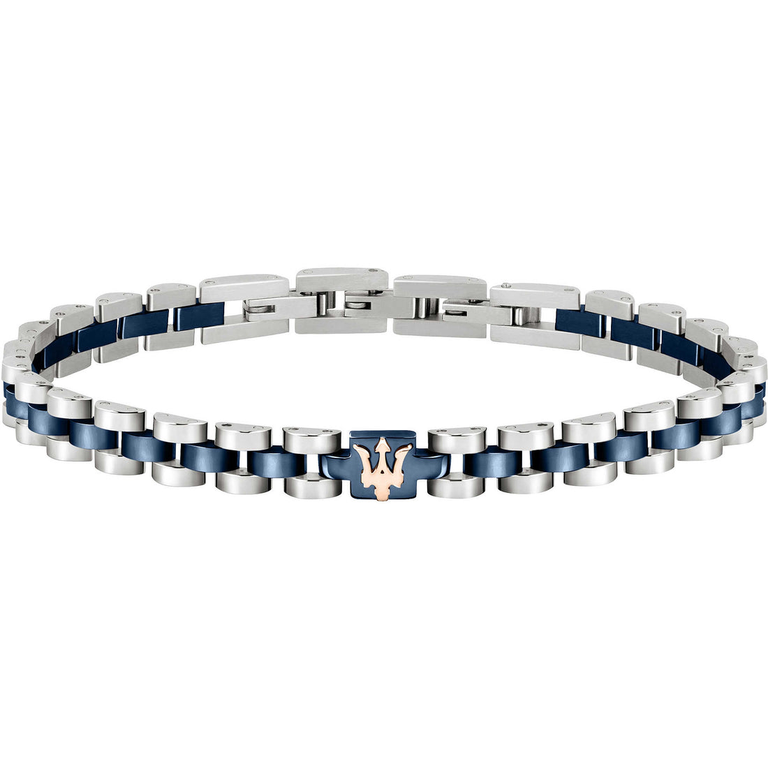 Bracciale Uomo Acciaio Maserati Logo Centrale Blu Semirigido JM320AST10
