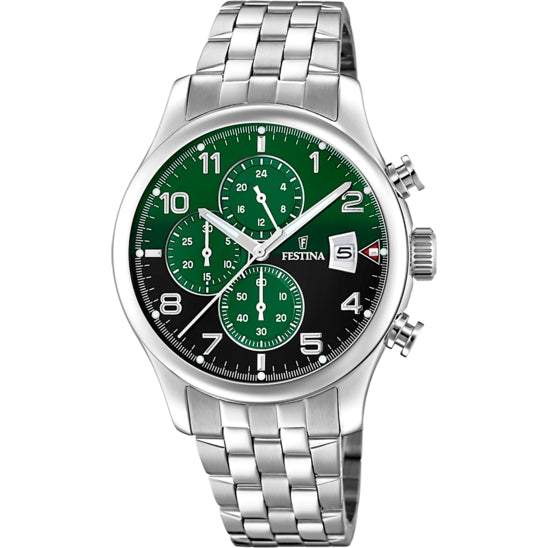 Orologio Uomo Festina Acciaio Cronografo Verde Data F20374/7