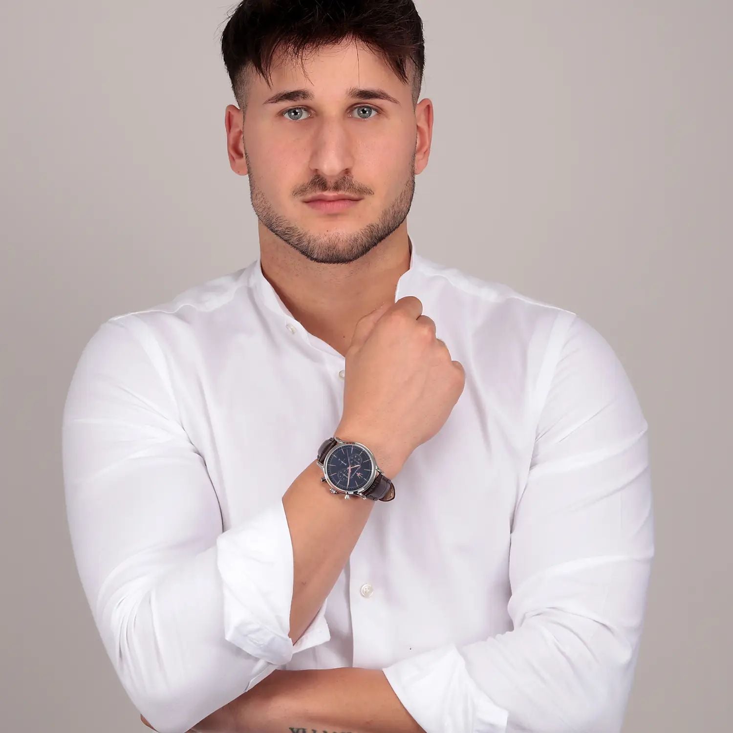 Orologio Uomo Maserati Quarzo Cronografo Blu Marrone Pelle R8871618014