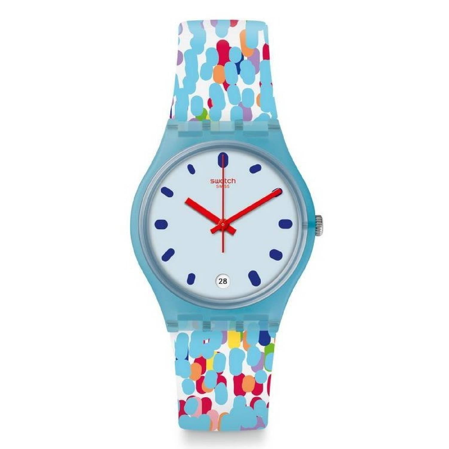 Orologio Donna  Gomma Plastica Swatch Quarzo Solo Tempo Data Multicolor GS401