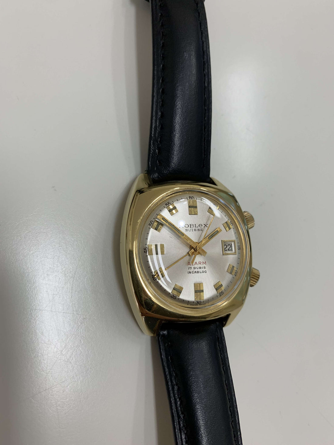 Orologio Uomo Vintage Noblex Carica Manuale Svegliarino Allarme Dorato Data