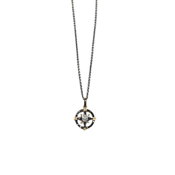 Collana Uomo Zancan Oro Bianco 18 KT Diamanti Bianchi Neri UC082BR