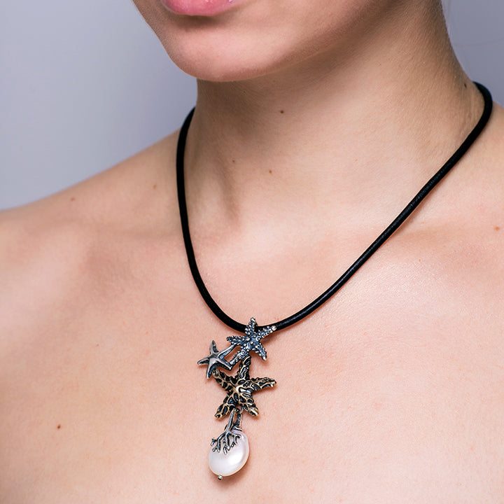 Collana Donna Nemoris Argento 925 Bronzo Rosè Stelle Marine Perla MCS01