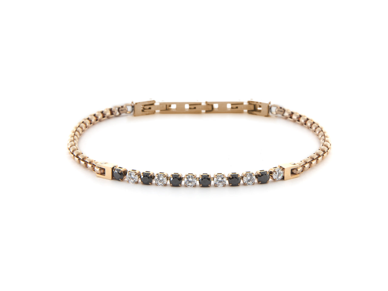 Bracciale Uomo 4US Cesare Paciotti Tennis Acciaio rosè Zirconi Neri Bianchi 4UBR6433