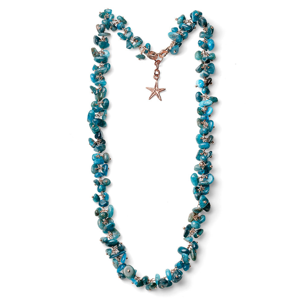 Collana Donna Maria Cristina Sterling Argento Rosè 925 Apatite Blu G4126R
