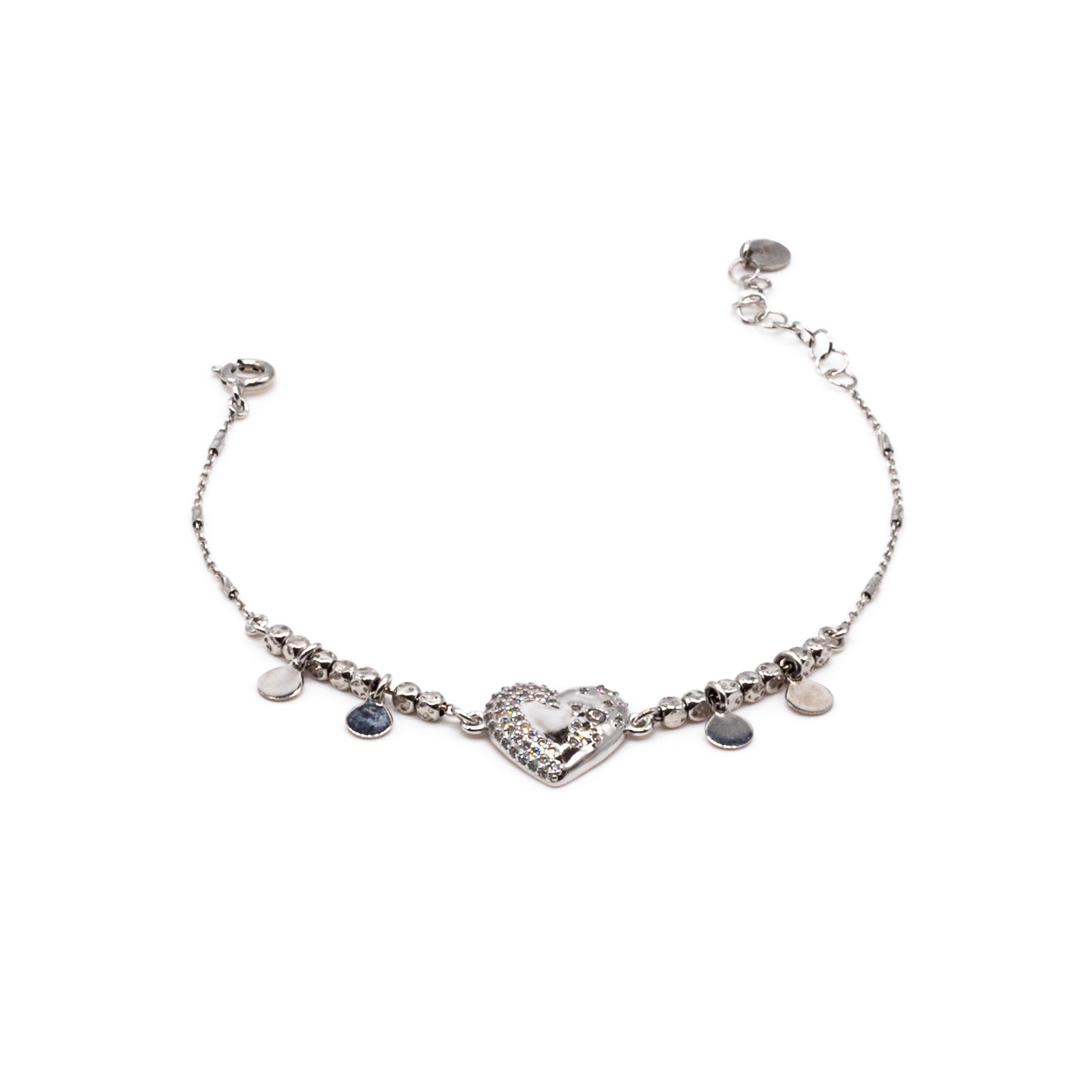 Bracciale Donna Re Mida Argento 925 Cuore Pieno Zirconi Bianchi B012