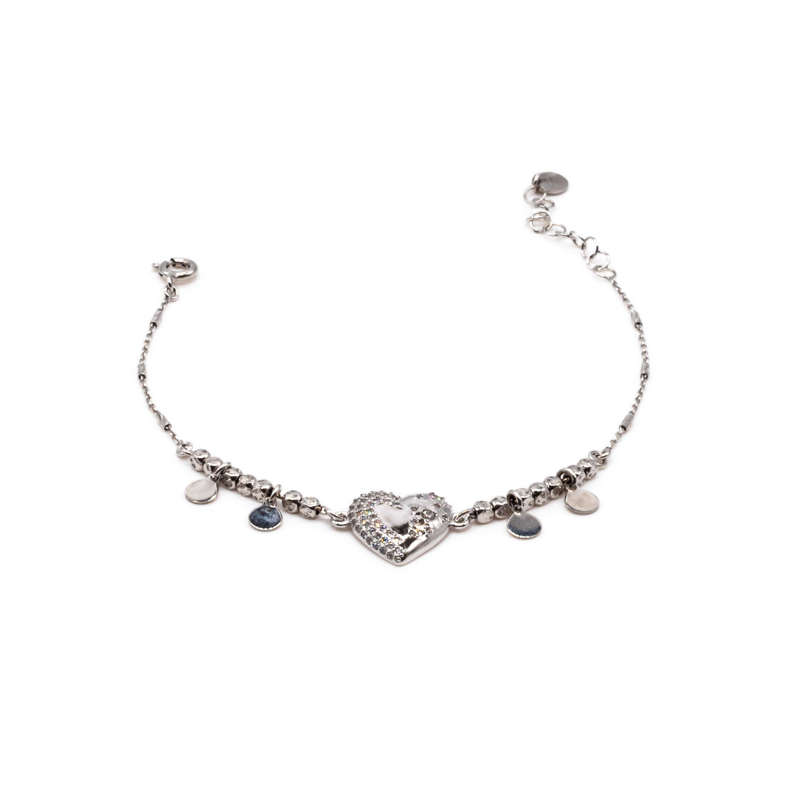 Bracciale Donna Re Mida Argento 925 Cuore Pieno Zirconi Bianchi B012