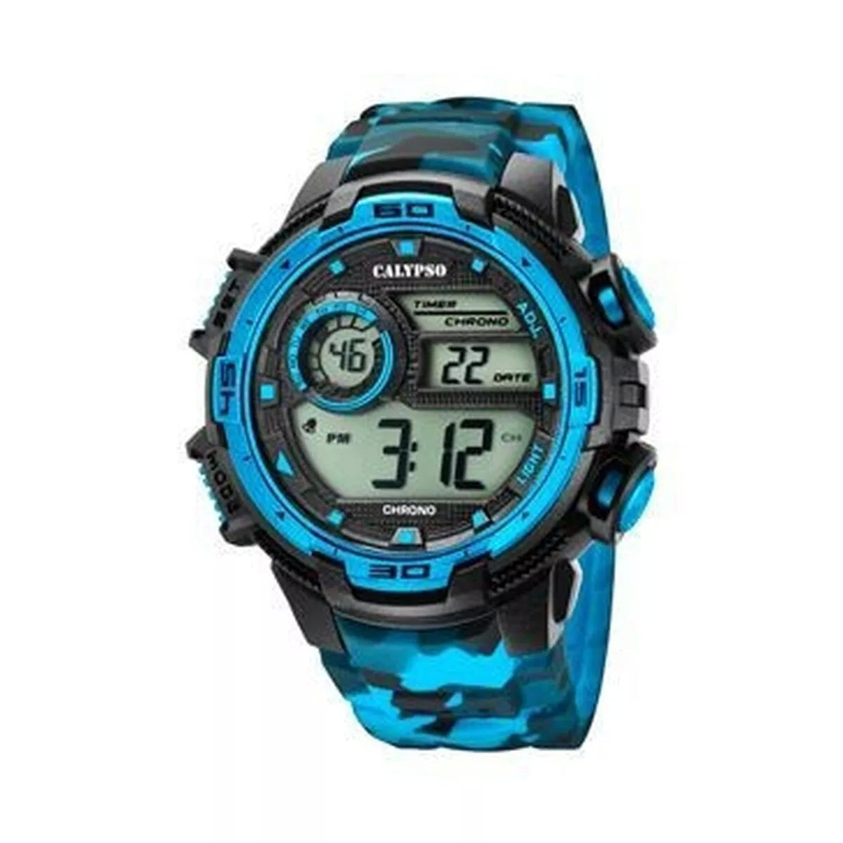 Orologio Uomo Bambino Calypso Gomma Quarzo Digitale Cronografo Nero K5723/4