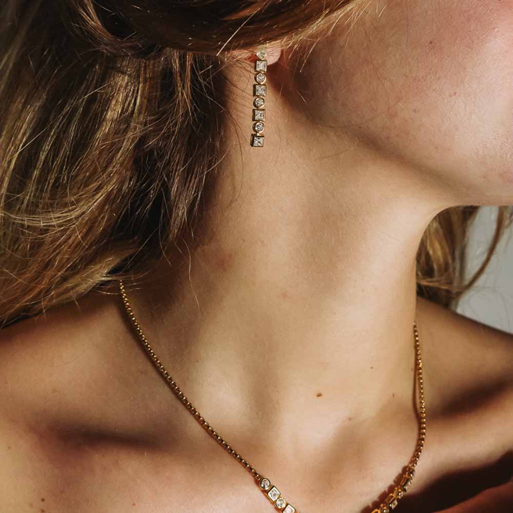 Orecchini Donna Maria Cristina Sterling Argento 925 Cubik Zirconi Bianchi G4969