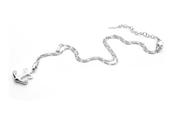 Collana Uomo Cesare Paciotti Argento 925 Ancora Pendente Zirconi Bianchi JPCL2304B