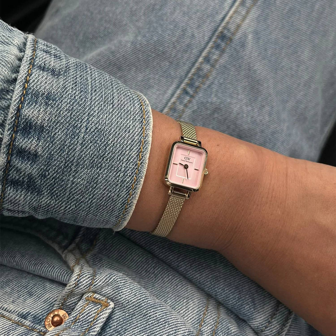 Orologio Donna Daniel Wellington Quadro Mini Acciaio Dorato Rosa DW00100655