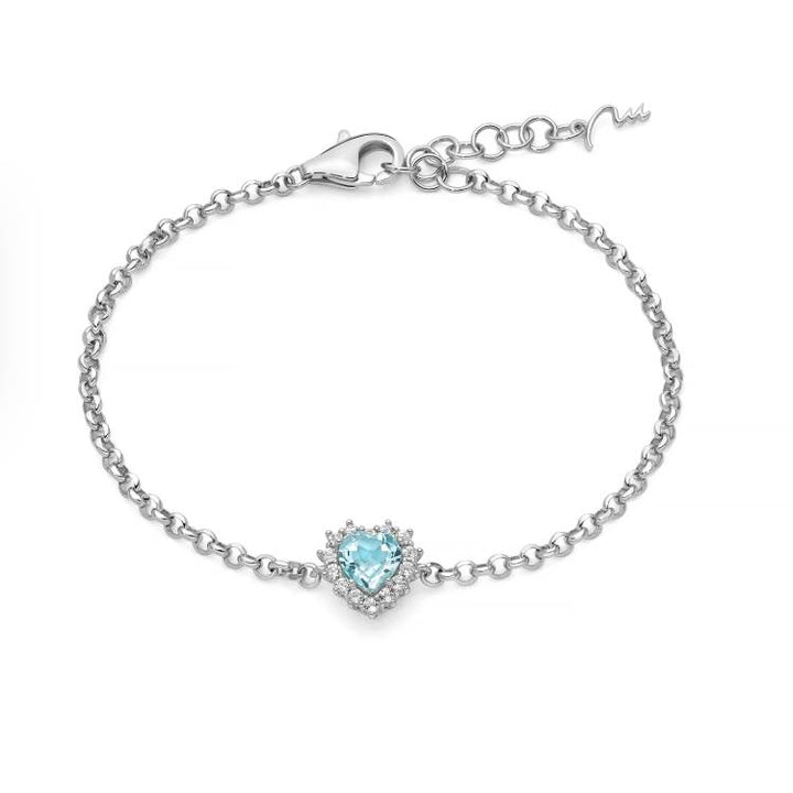 Bracciale Donna Miluna Gemma Del Cielo Argento 925 Cuore Piccolo Topazio Bianchi BRD1103
