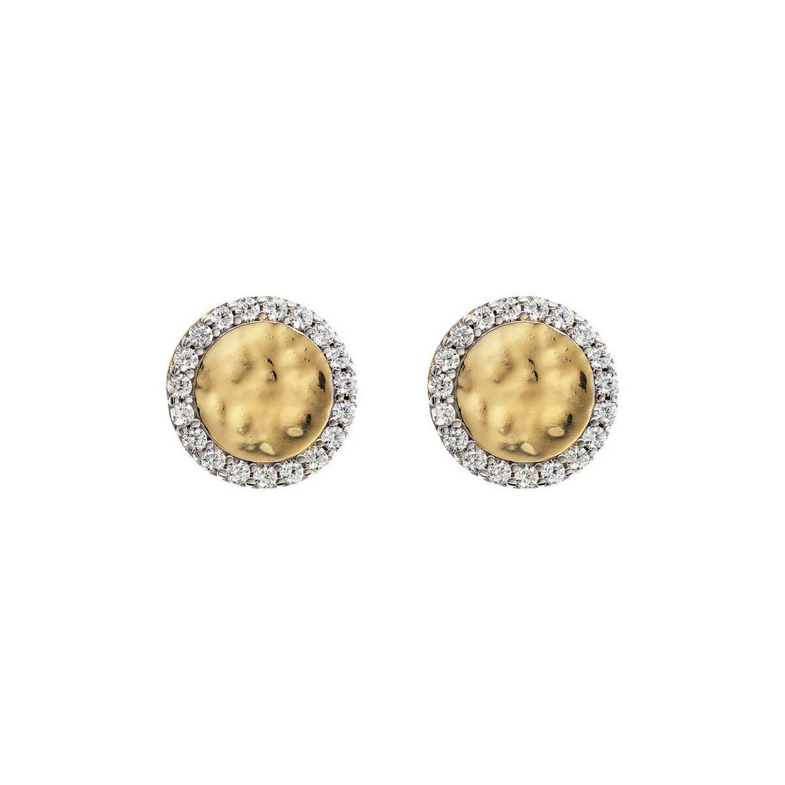 Orecchini Donna Etrusca Gioielli Argento 925 Disco Martellato Zirconi WSET00726.YG