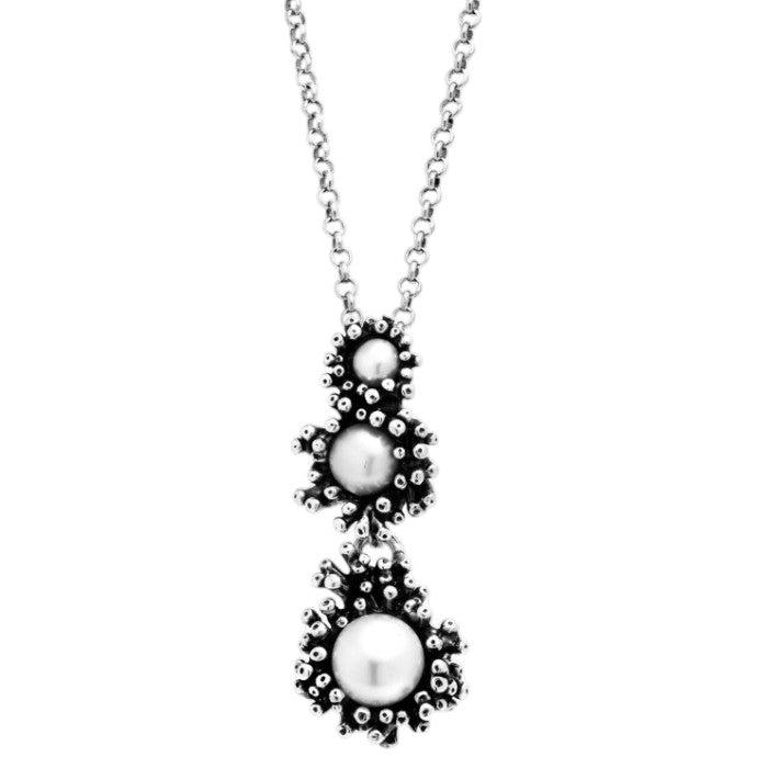 Collana Donna Giovanni Raspini Argento 925 Pendente Anemone Mini Perle Naturali 11263