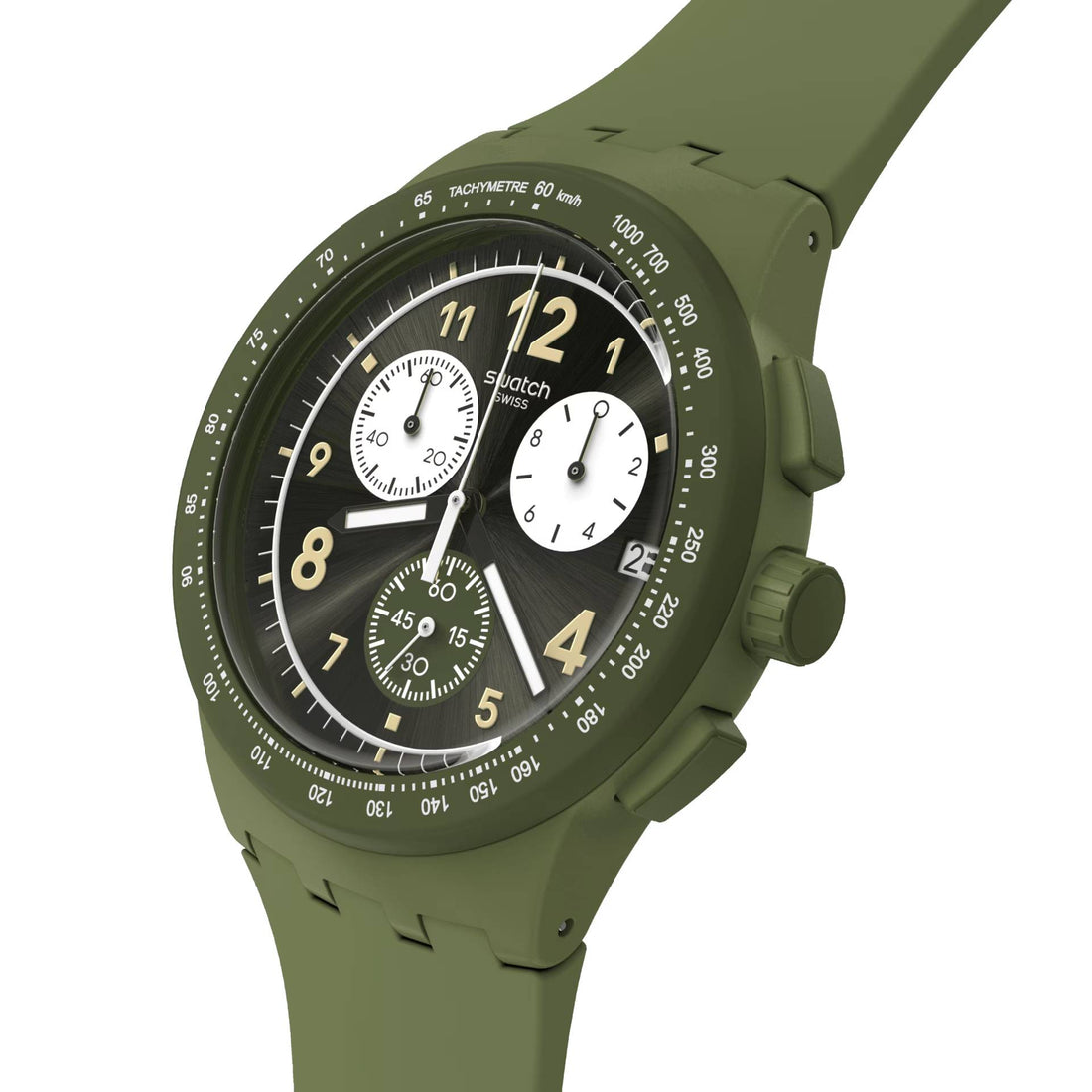 Orologio Unisex Swatch Nothing Basic About Green Quarzo Cronografo Data SUSG406