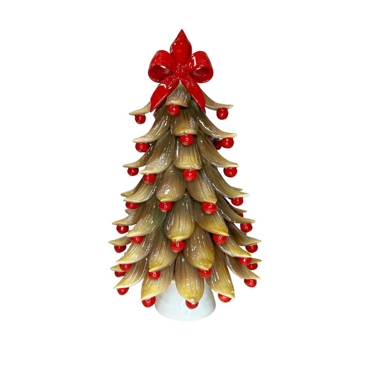 Albero di Natale Capodimonte Ocra Fiocco Rosso 36cm CAP20