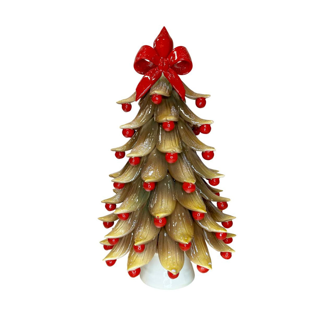 Albero di Natale Capodimonte Ocra Fiocco Rosso 36cm CAP20