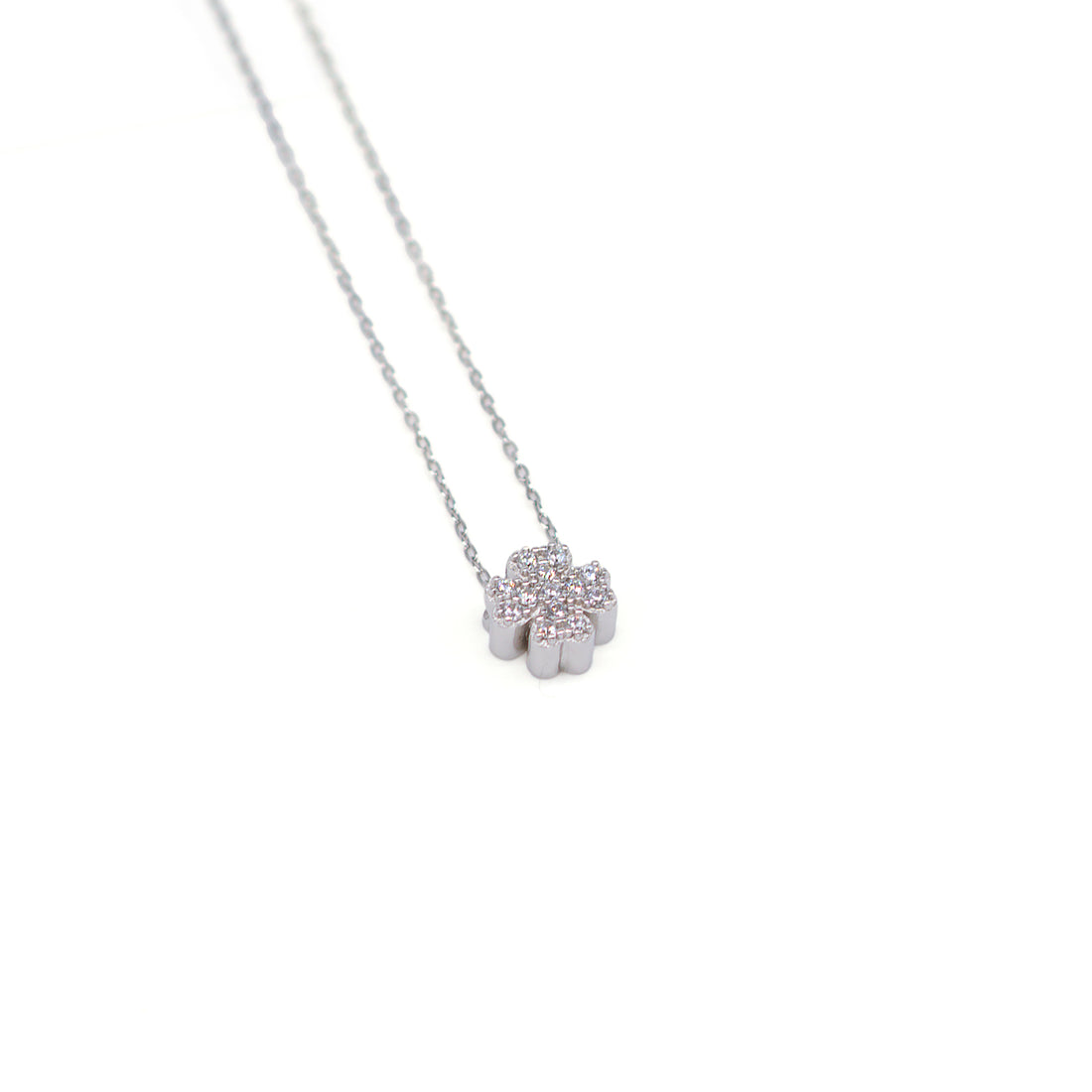 Collana Donna Re Mida Argento 925 Quadrifoglio Zirconi Bianchi C008