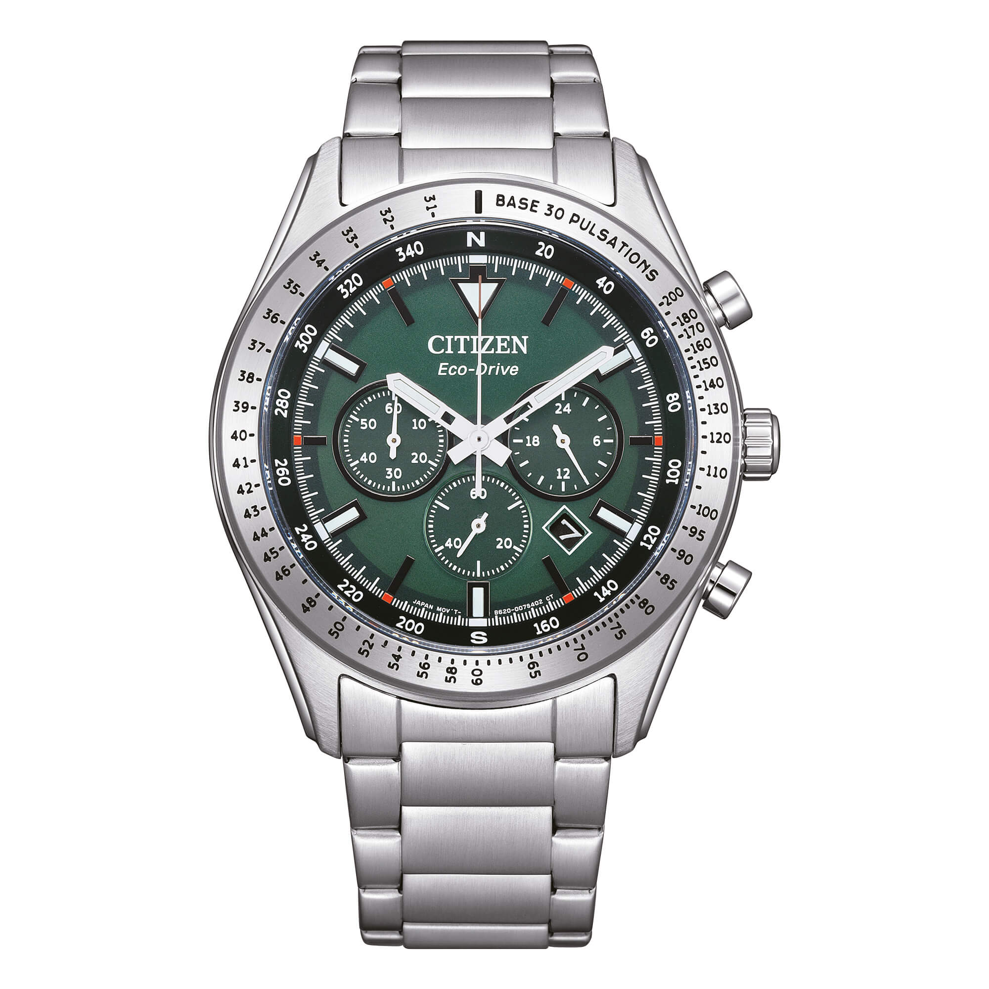 Orologio Uomo Citizen Eco-Drive Cronografo Acciaio Verde Data CA4600-89X