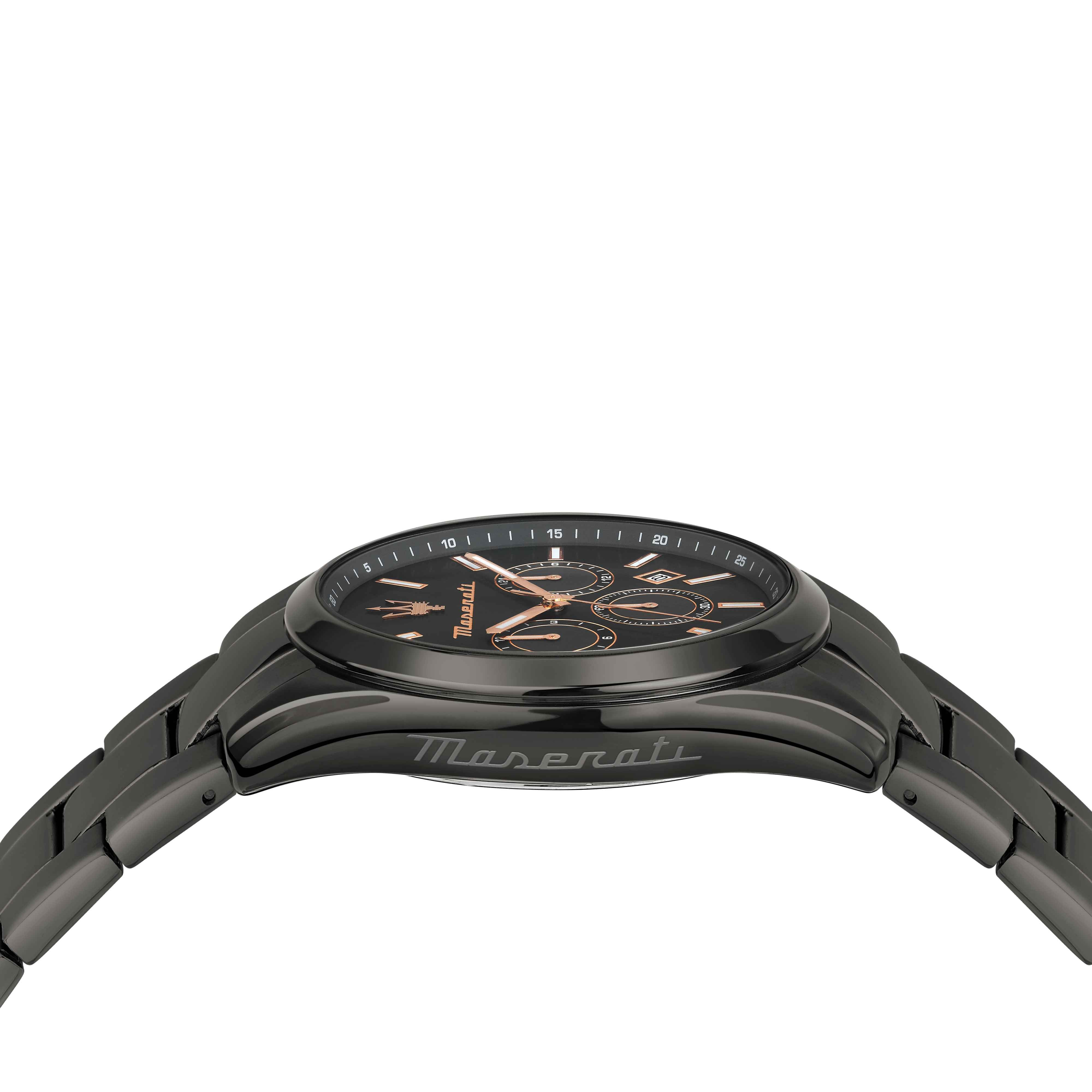Orologio Uomo Maserati Acciaio Nero Lucido Quarzo Cronografo Data Rosè R8853151001