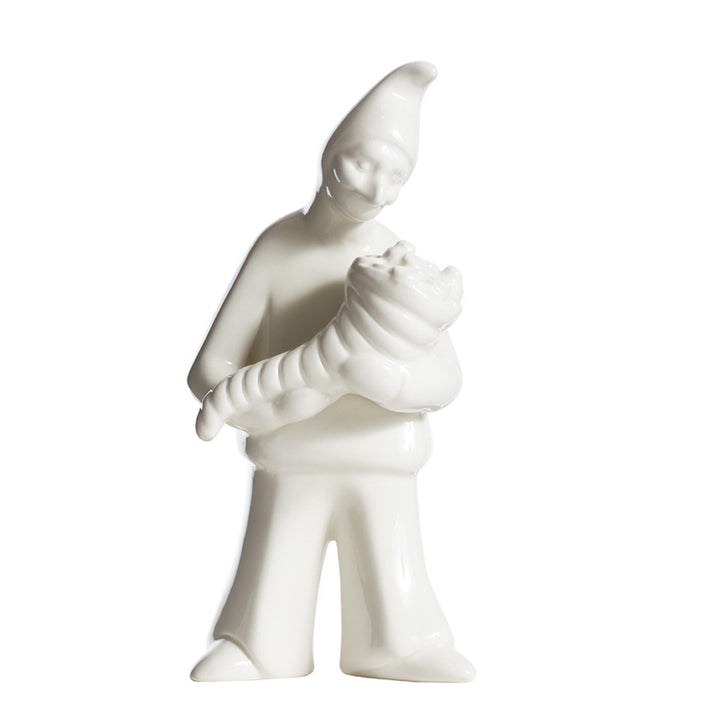 Scultura Pulcinella Novus Abbonzanza Ceramica Bianca Macrì TE074