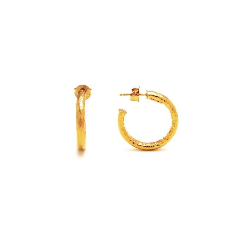Orecchini Donna Giovanni Raspini Argento Dorato 925 Cerchi Martellati Lucidi 10592