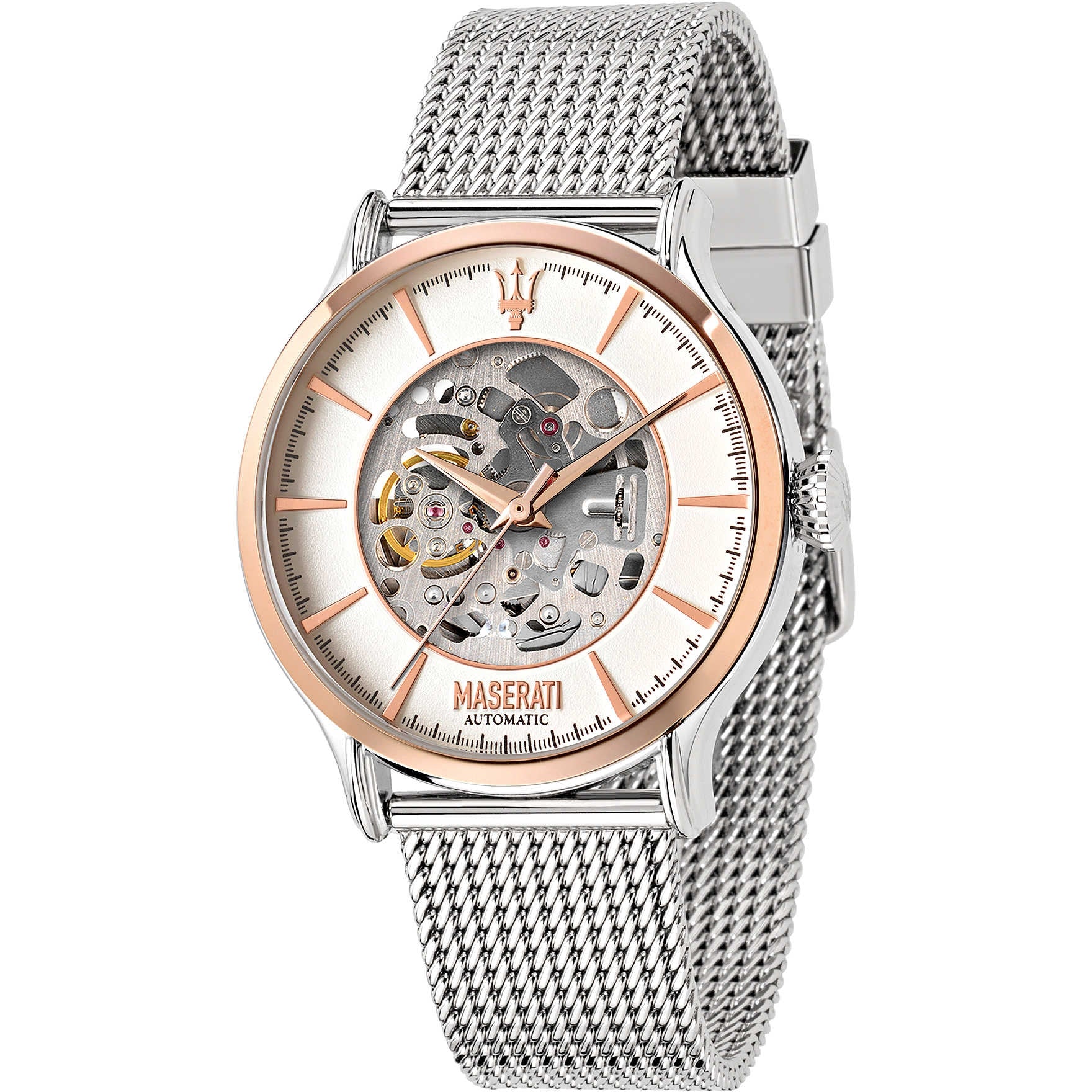 Orologio Uomo Acciaio Maserati UTOMATICO Bianco Maglia Milano R8823118005