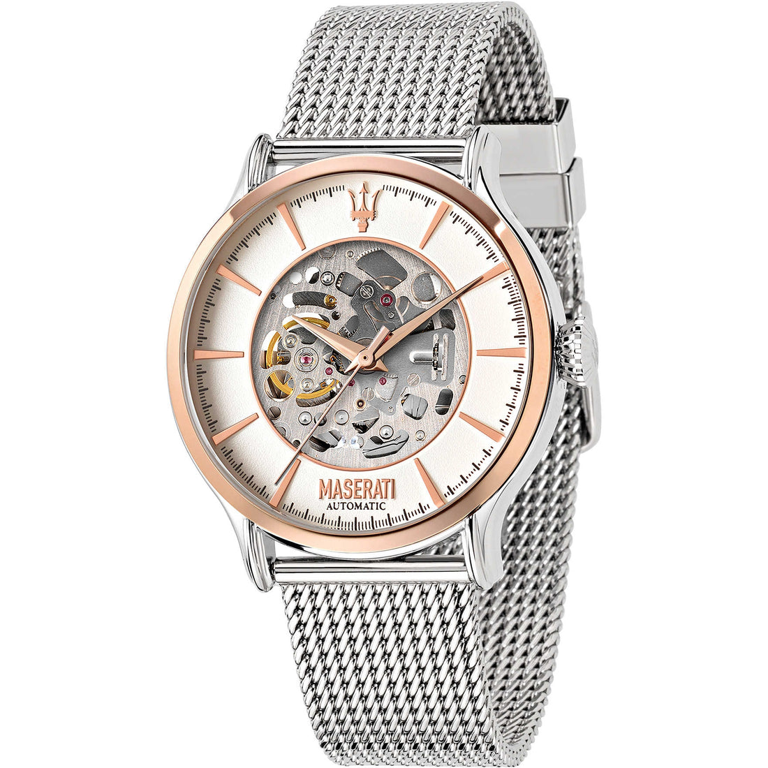 Orologio Uomo Acciaio Maserati UTOMATICO Bianco Maglia Milano R8823118005