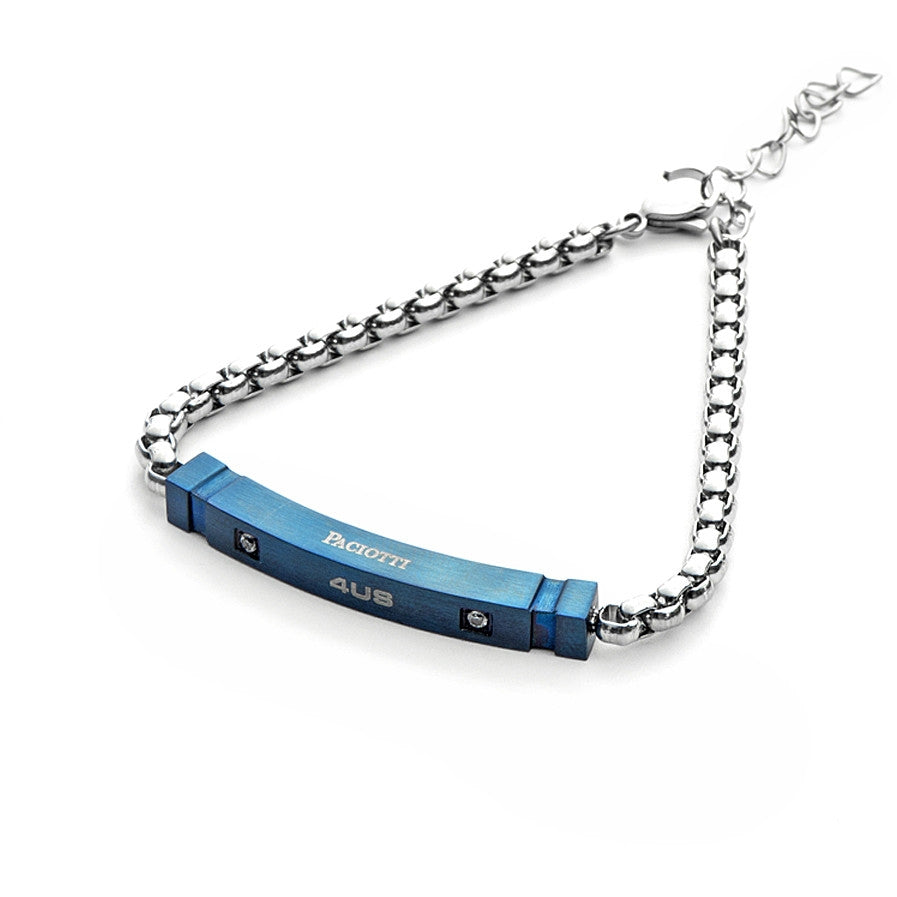 Bracciale Uomo 4US Cesare Paciotti acciaio con centrale rigido in pvd blu 4UBR3791