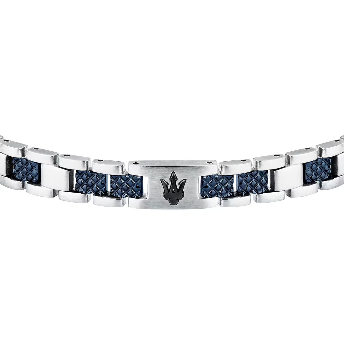 Bracciale Uomo Acciaio Maserati Logo Centrale Blu Semirigido JM225AVD87