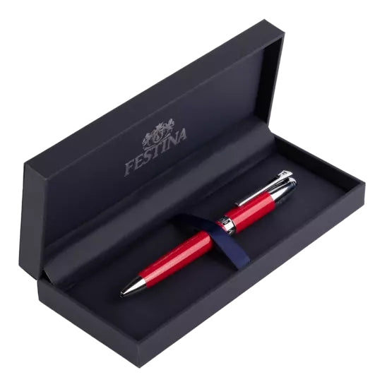 Penna Uomo Festina Biro Acciaio Lastra Resina Rosso Logo Inciso FWS4110/P