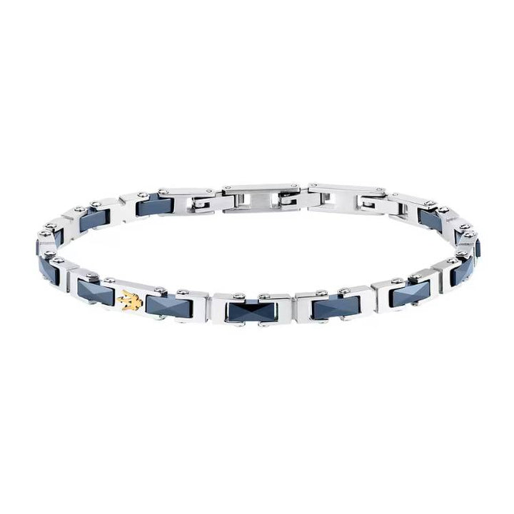 Bracciale Uomo Maserati Acciaio Ceramica Blu Semirigido Logo JM226ATZ82