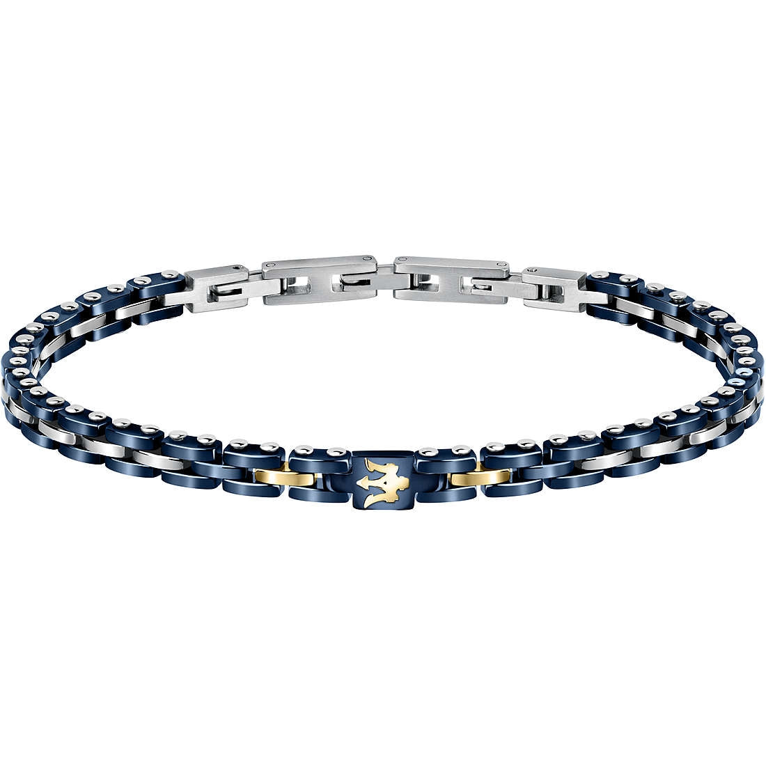 Bracciale Uomo Acciaio Maserati Ceramica Blu Inserti Oro JM420ATI01