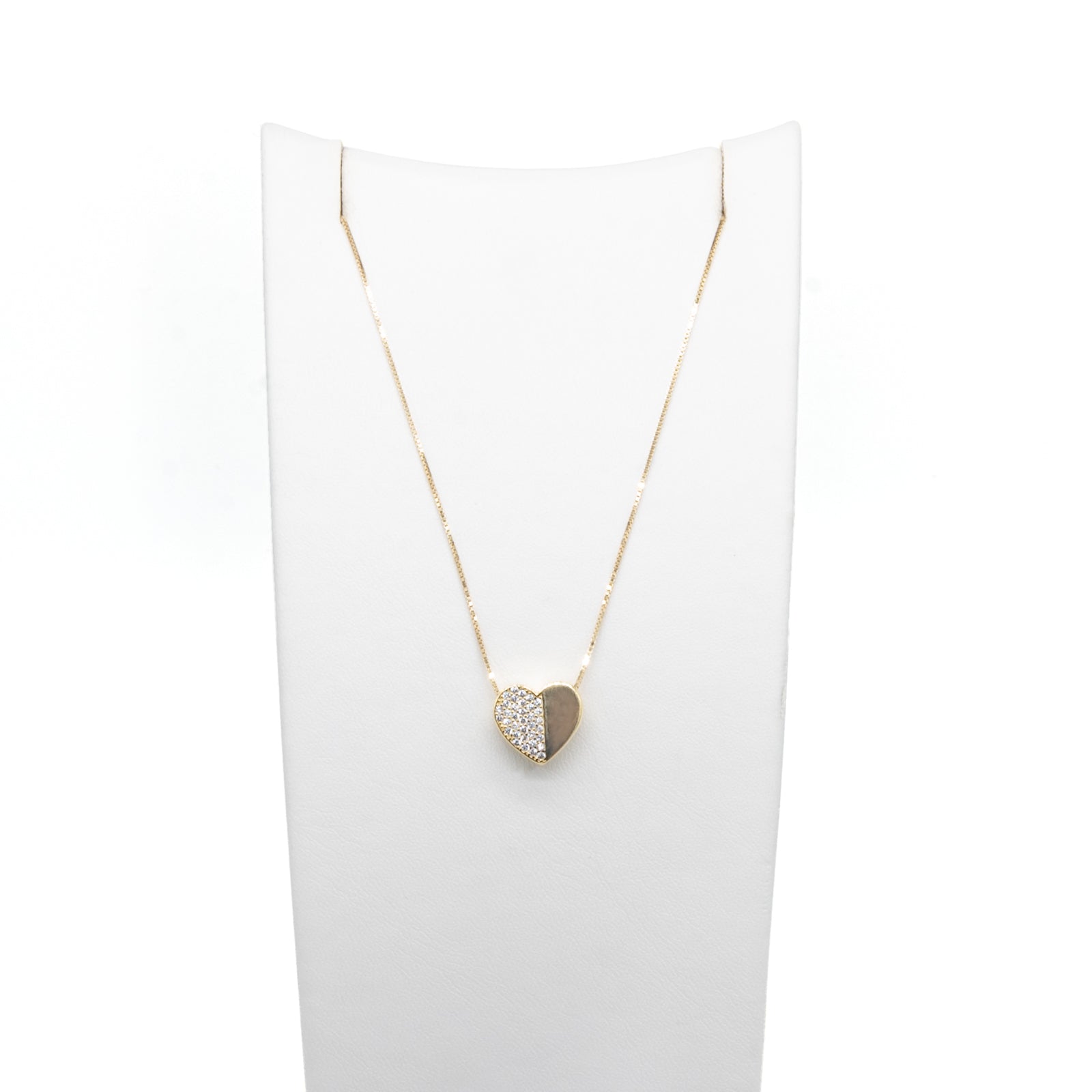 Collana Donna Re Mida Argento 925 Dorato Cuore Zirconi Bianchi C002