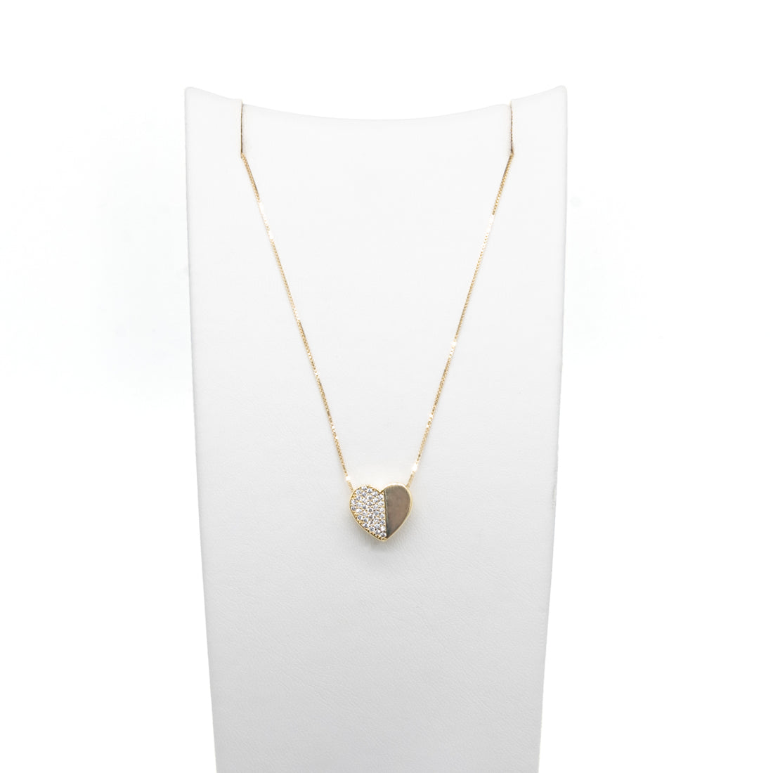 Collana Donna Re Mida Argento 925 Dorato Cuore Zirconi Bianchi C002