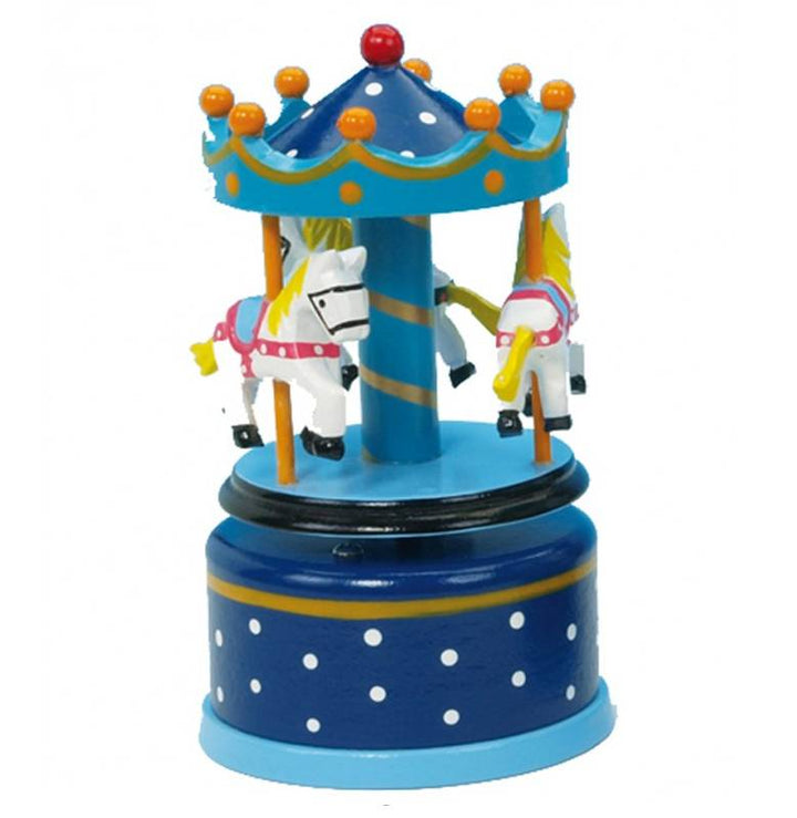 Giostra Il Mondo Dei Carillion Legno Cavallucci Blu Melodia Dixieland 14 cm 16001
