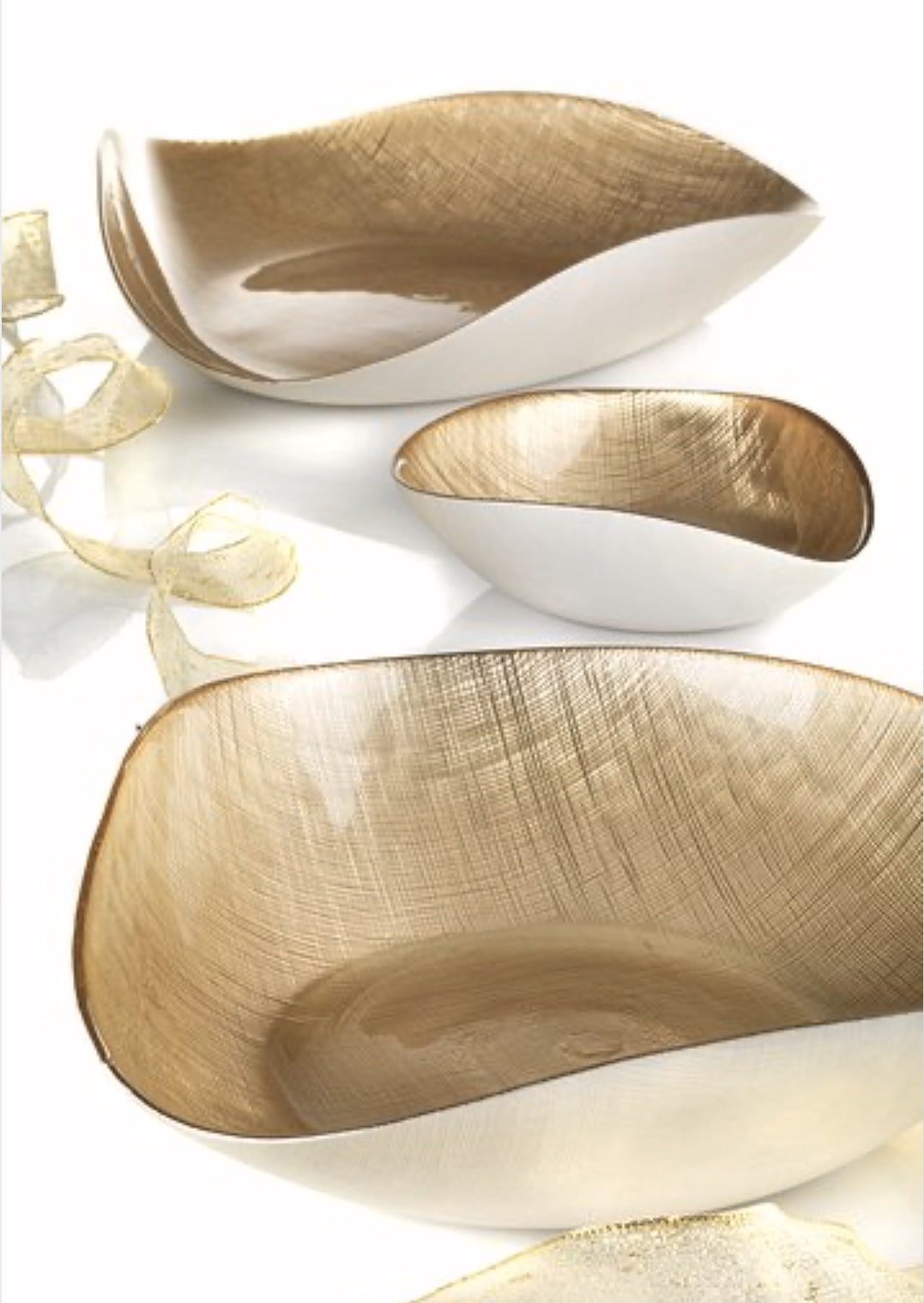 Centrotavola cristallo Onlylux Nicchio centro tavola filo oro cm40 OL02444