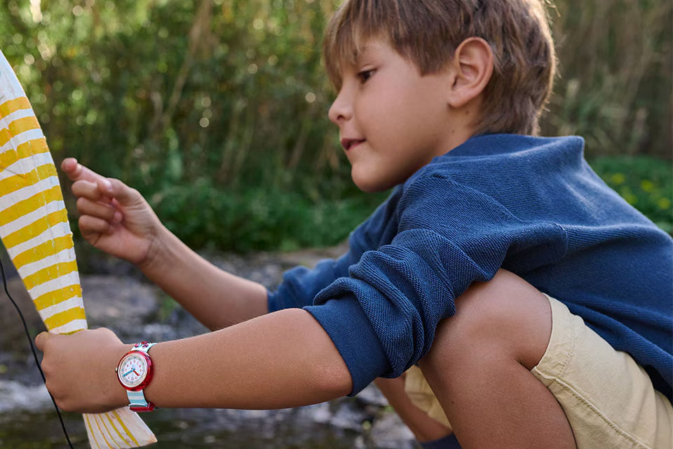 Orologio Bambino Swatch Flik Flak Shining Crab Azzurro Rosso ZFPNP143