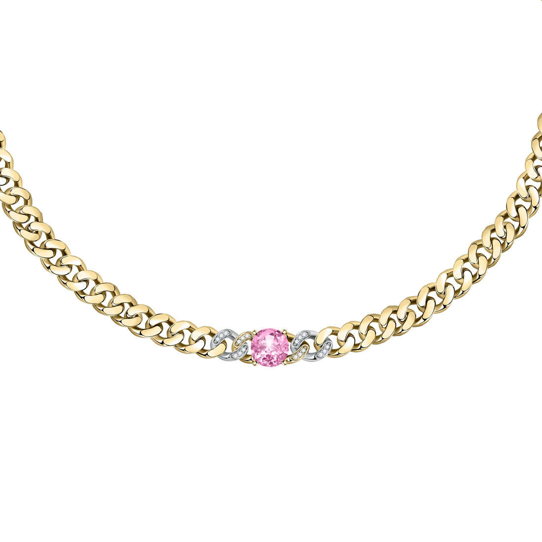 Collana Donna Chiara Ferragni Catena Groumette Dorata Zircone Rosa
