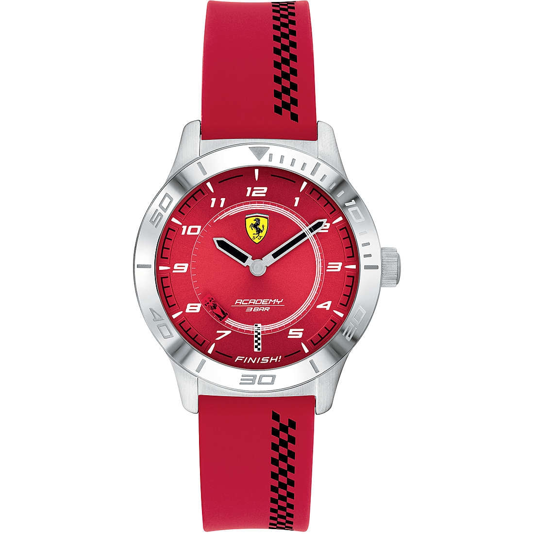 Orologio Bambino Ferrari Pitlane Rosso Nero Acciaio Gomma Numeri FER0810028