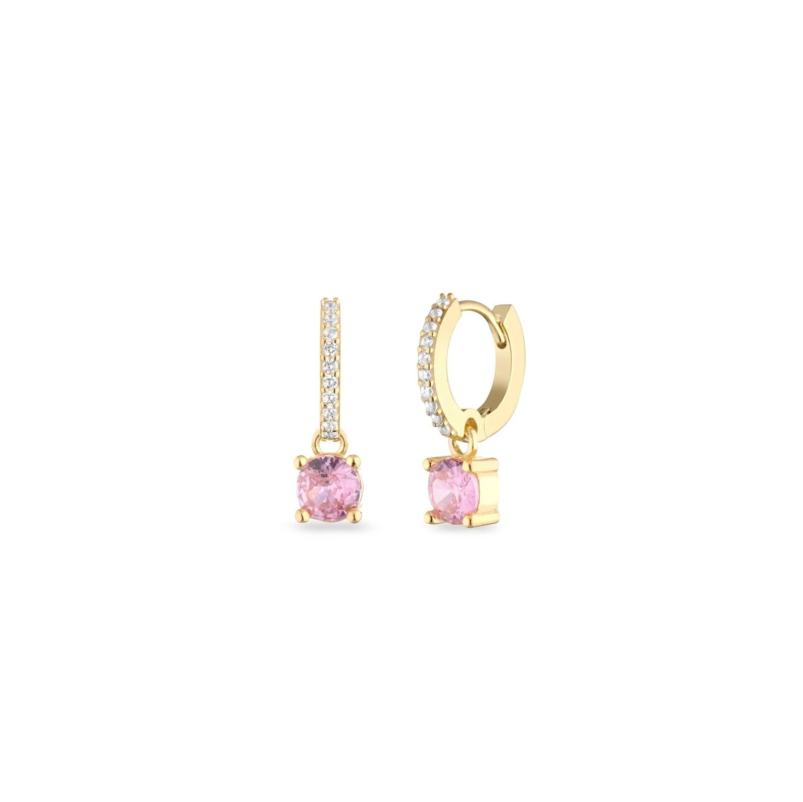 Orecchini Donna Laura P. Argento Dorato 925 Zirconi Rosa Bianchi OR0234GRS