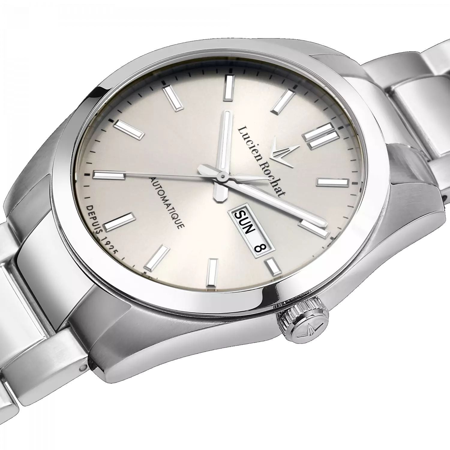 Orologio Uomo Lucien Rochat Acciaio Automatico Doppia Data Bianco R0423114003