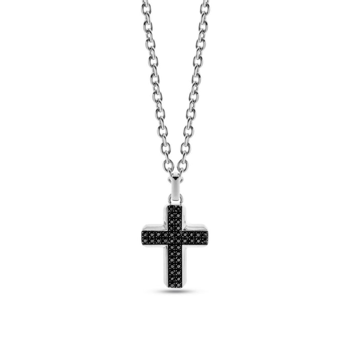 Collana Uomo Liu Jo Acciaio Lucido Croce Zirconi Neri MLJ450