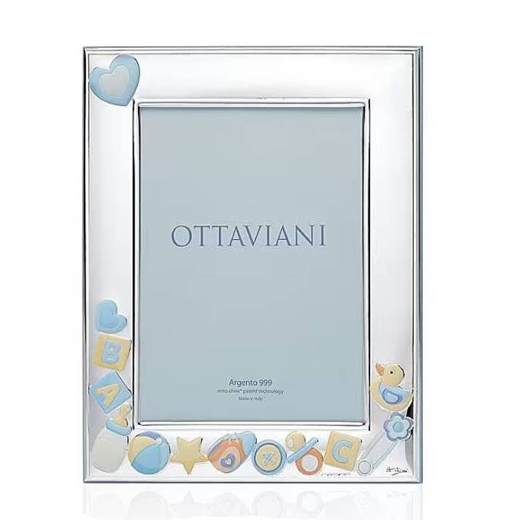 Portafoto Ottaviani Argento 999 Nascita Bimbo Paperella 13x18 7007AC