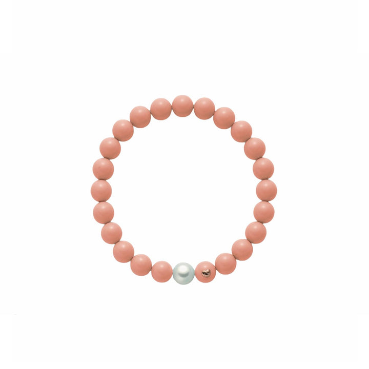 Bracciale Donna Elastico Miluna Terra Mare Pasta Di Corallo Rosa Perla PBR2085